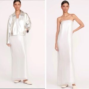 NWT STAUD Strapless Casey Maxi Dress in Silver Size 8